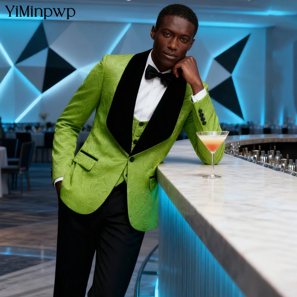 YiMinpwp Зеленый жаккардовый м – обзор и цена Men Formal Wear Modern